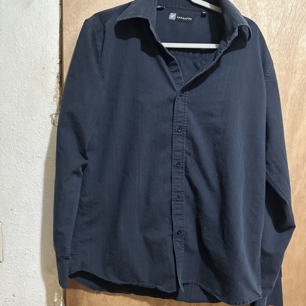 Level Ten Mens Size XL Black Long Sleeve Button Up Shirt Business Casual
